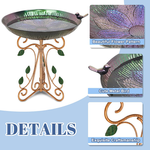 Gouisalin bird bath edge statue detail attracts birds in a decorative lawn setup