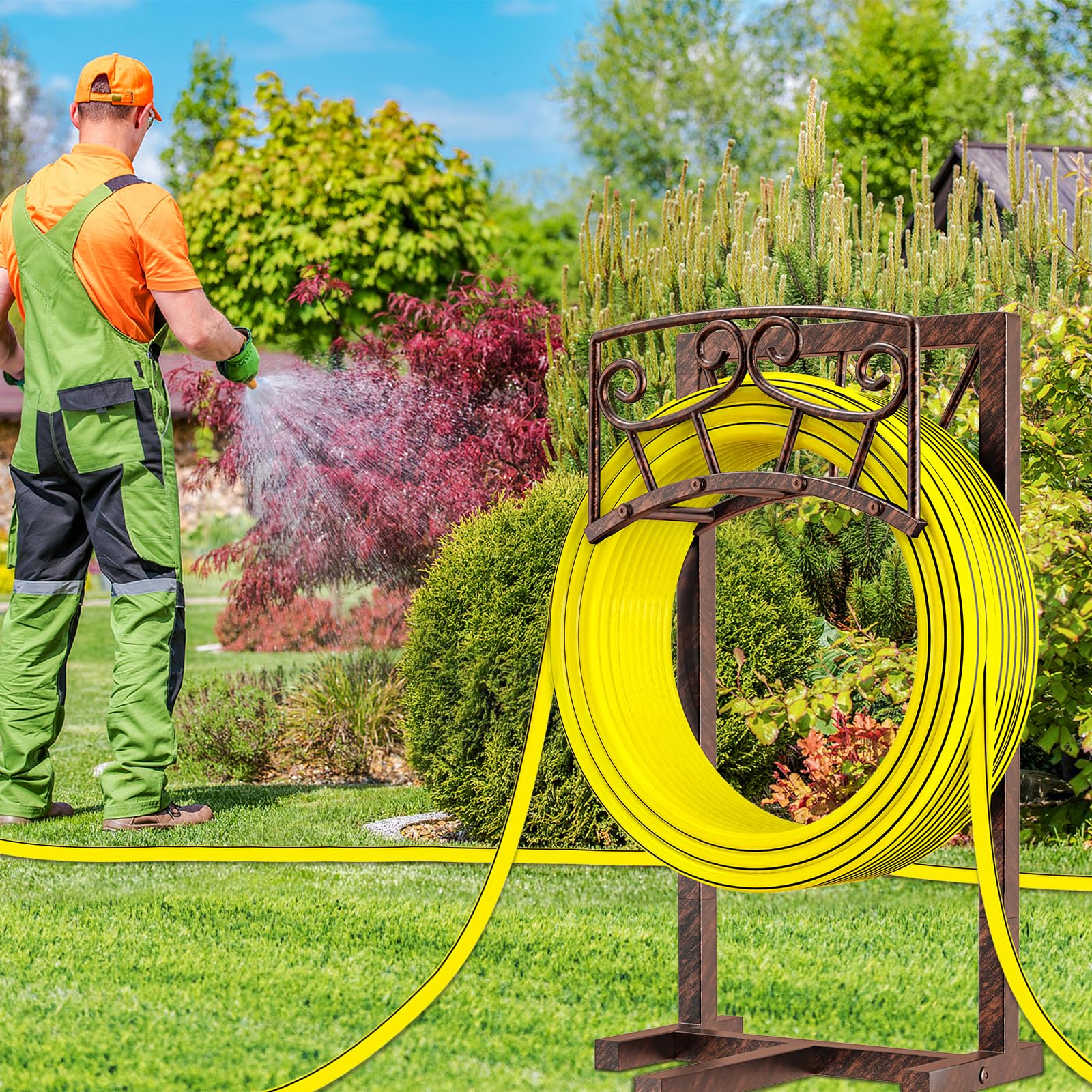 Gouisalin accommodates up to 150 feet of standard hose to reduce tangles.