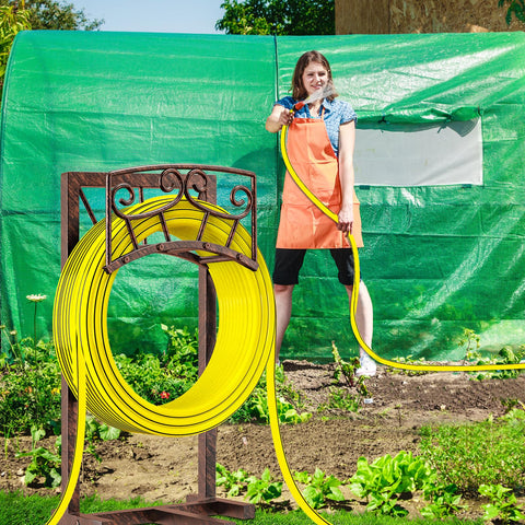 Gouisalin vintage copper aesthetic enhances landscape while keeping hoses neatly organized.