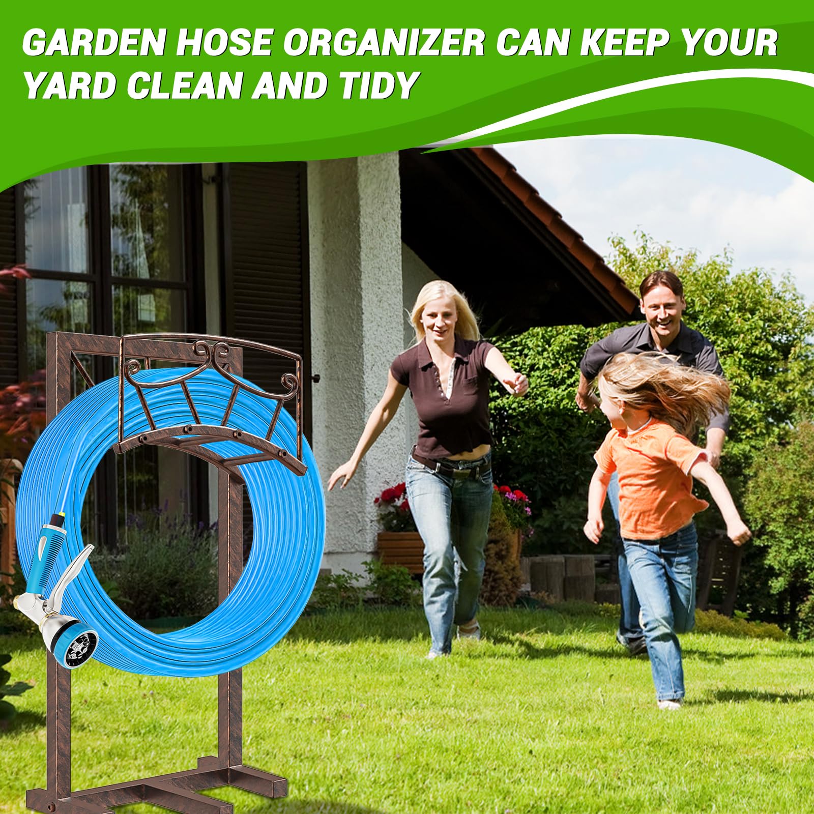 Gouisalin outdoor hose storage ideal for yards, gardens, and flower beds.