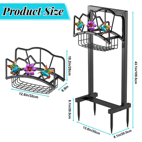 Gouisalin hose holder front design with hummingbirds adds garden charm.