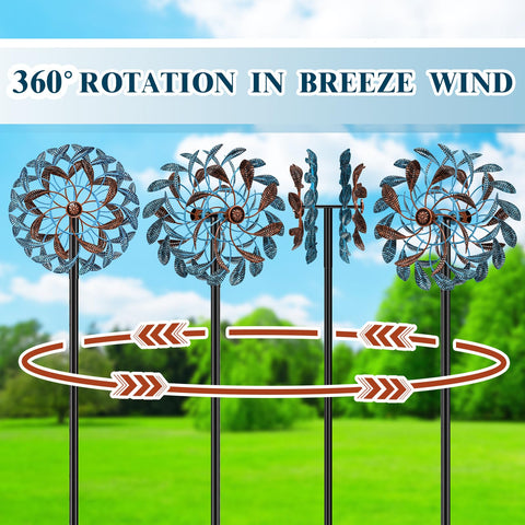 Gouisalin large metal windmill stands 63.2 inches tall for bold garden accents.