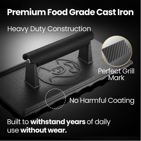 Gourmet Easy grill press used for bacon cooking with crisp edges