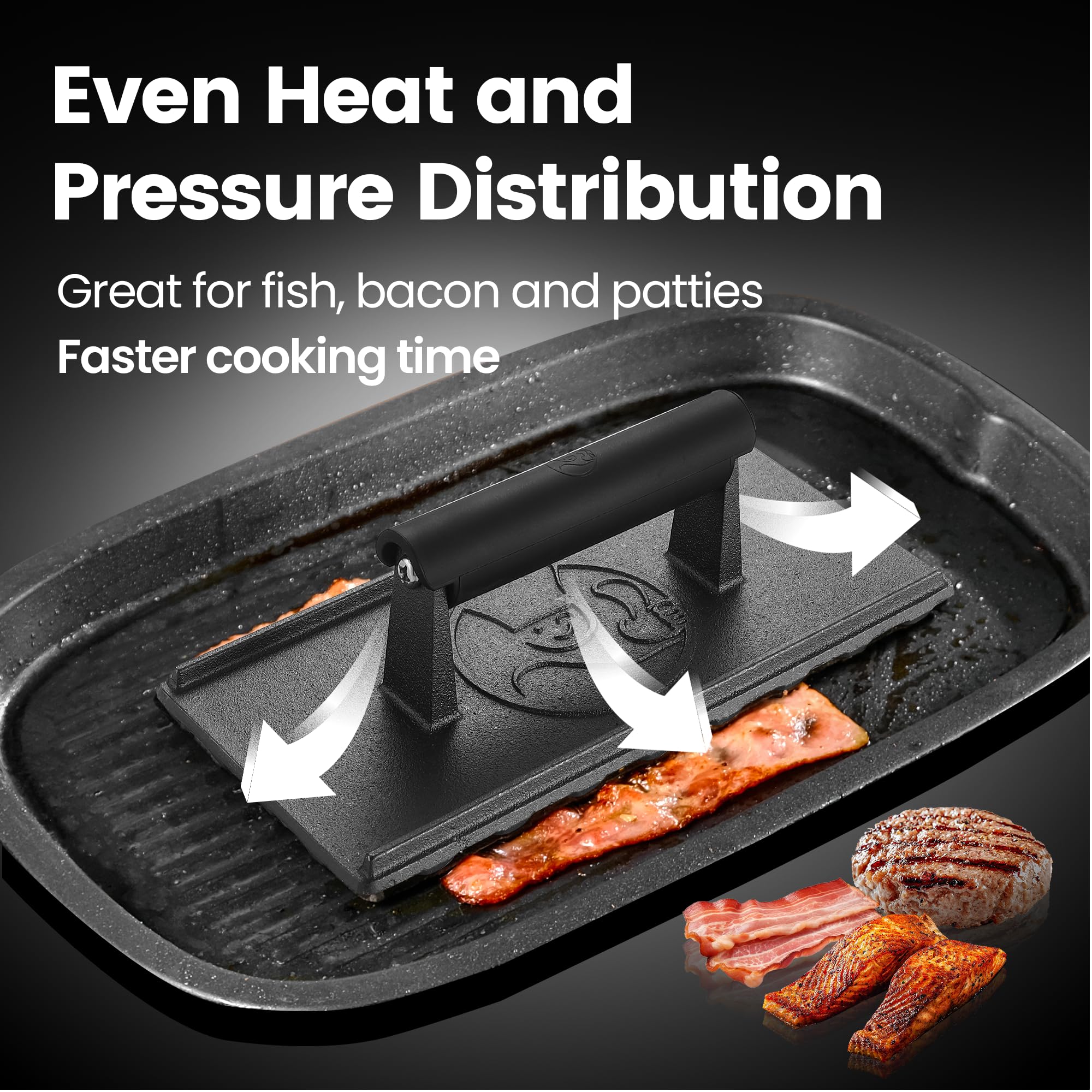Gourmet Easy grill press on griddle delivering professional sear marks