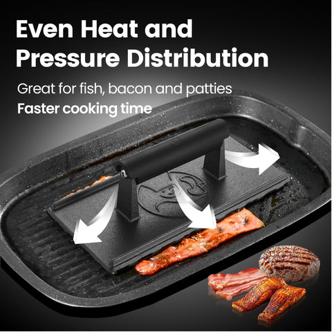 Gourmet Easy grill press on griddle delivering professional sear marks