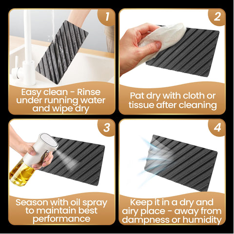 Gourmet Easy grill press marks steak for even browning