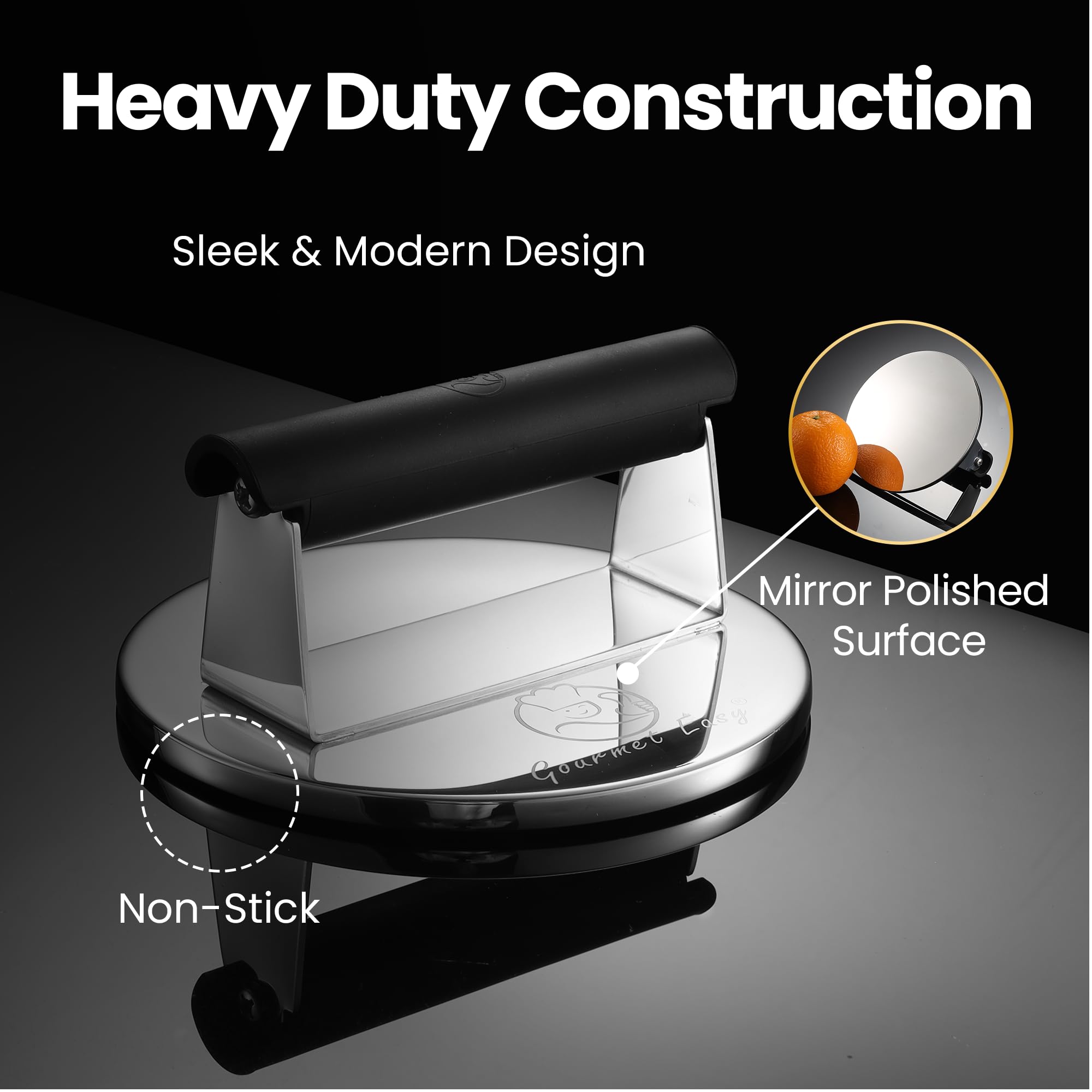 Non-stick surface of Gourmet Easy press aiding clean, effortless release