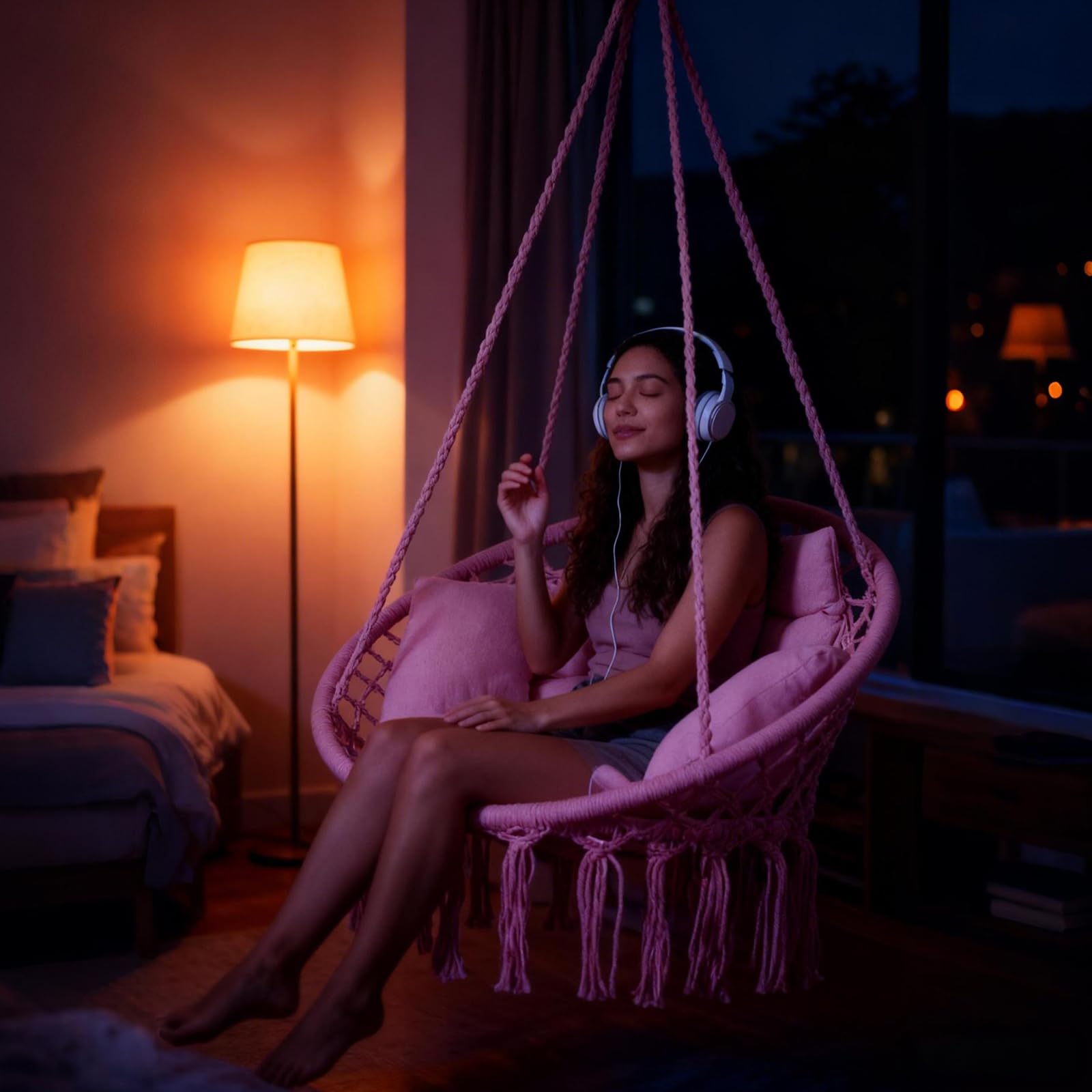Goutime hammock chair ceiling mount keeps indoor or outdoor setup sturdy.