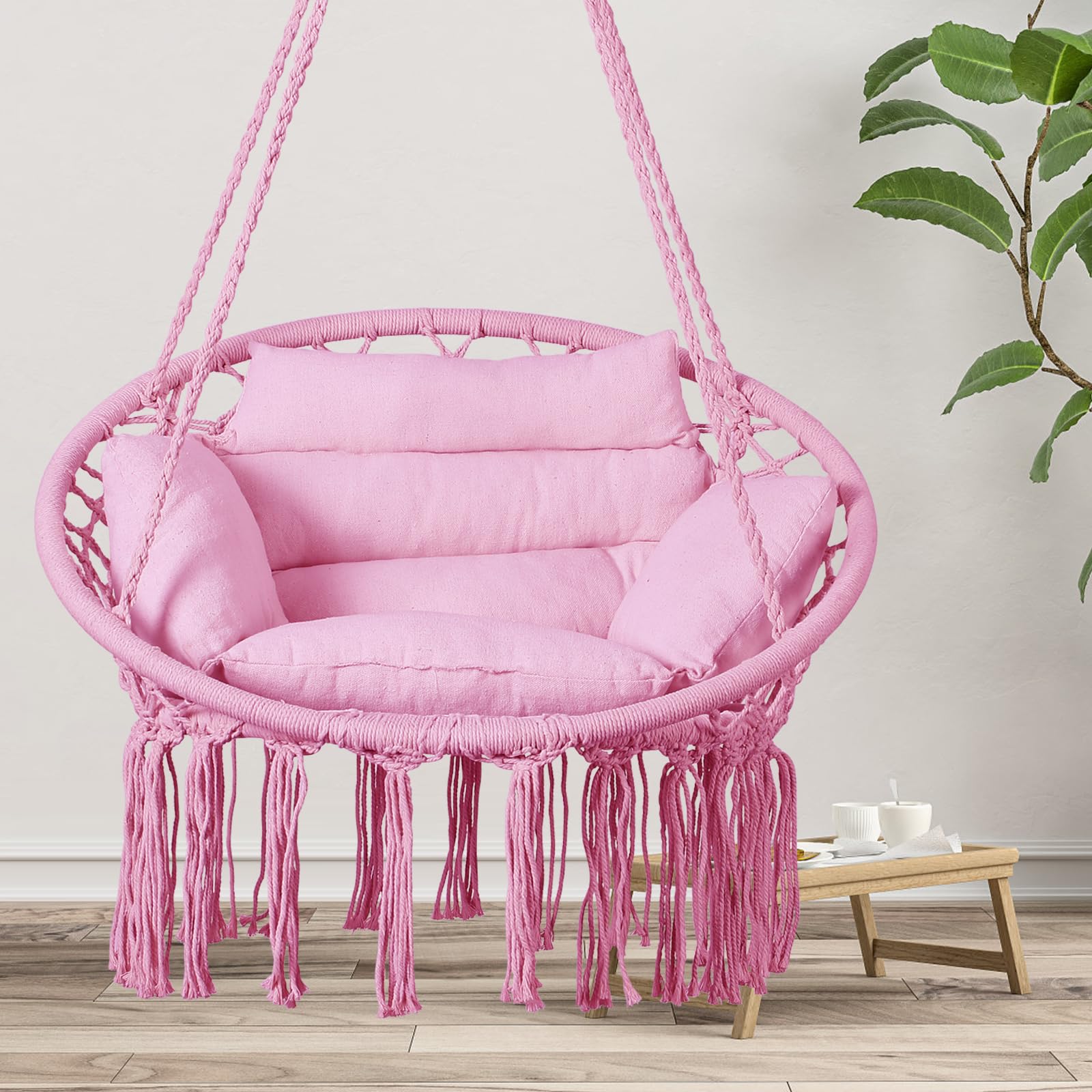 Goutime hammock chair for indoor and outdoor spaces, patio to bedroom.