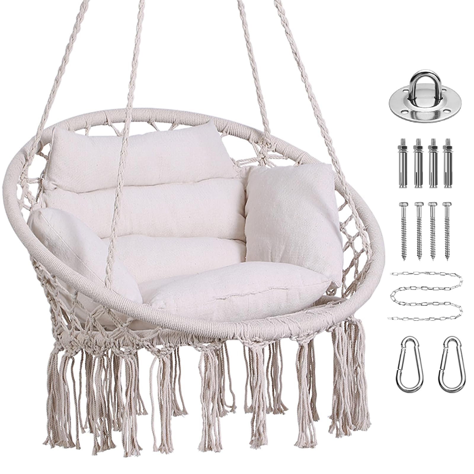 Goutime hammock chair with cushion for comfortable outdoor lounging.