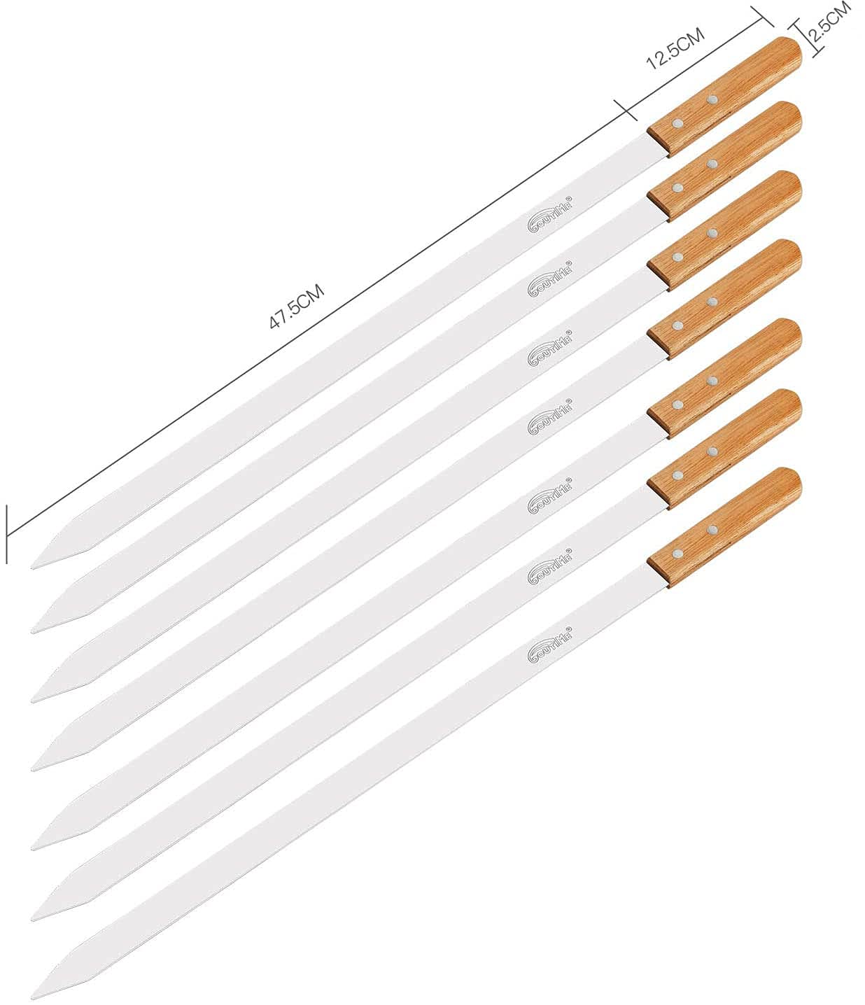 Goutime stainless steel skewers provide durable, rust-resistant grilling for repeated use.