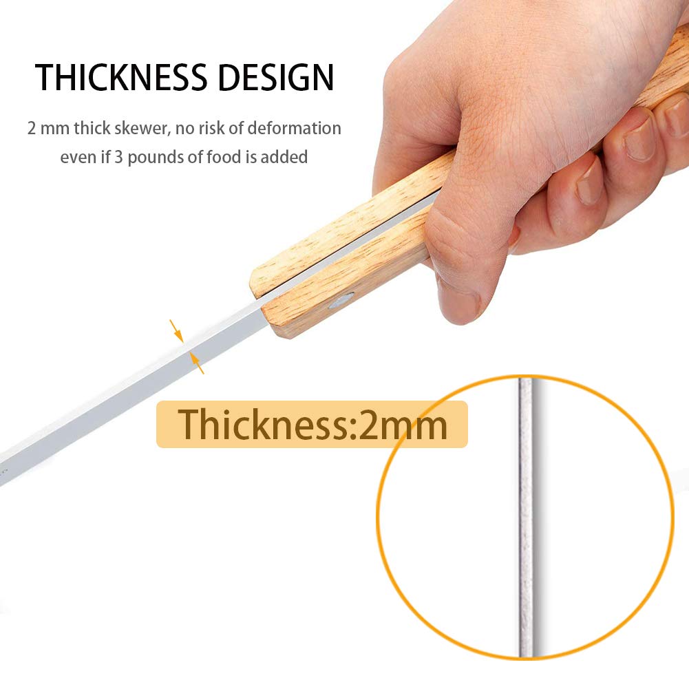 Goutime skewers ensure even cooking across large kebabs and vegetables.