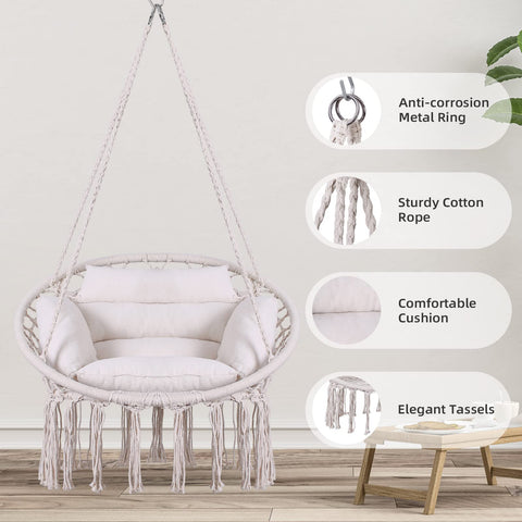 Goutime macrame swing kit enables easy installation and sturdy setup.