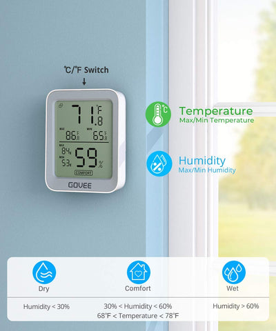 Govee H5075 Bluetooth range supports flexible placement and setup.