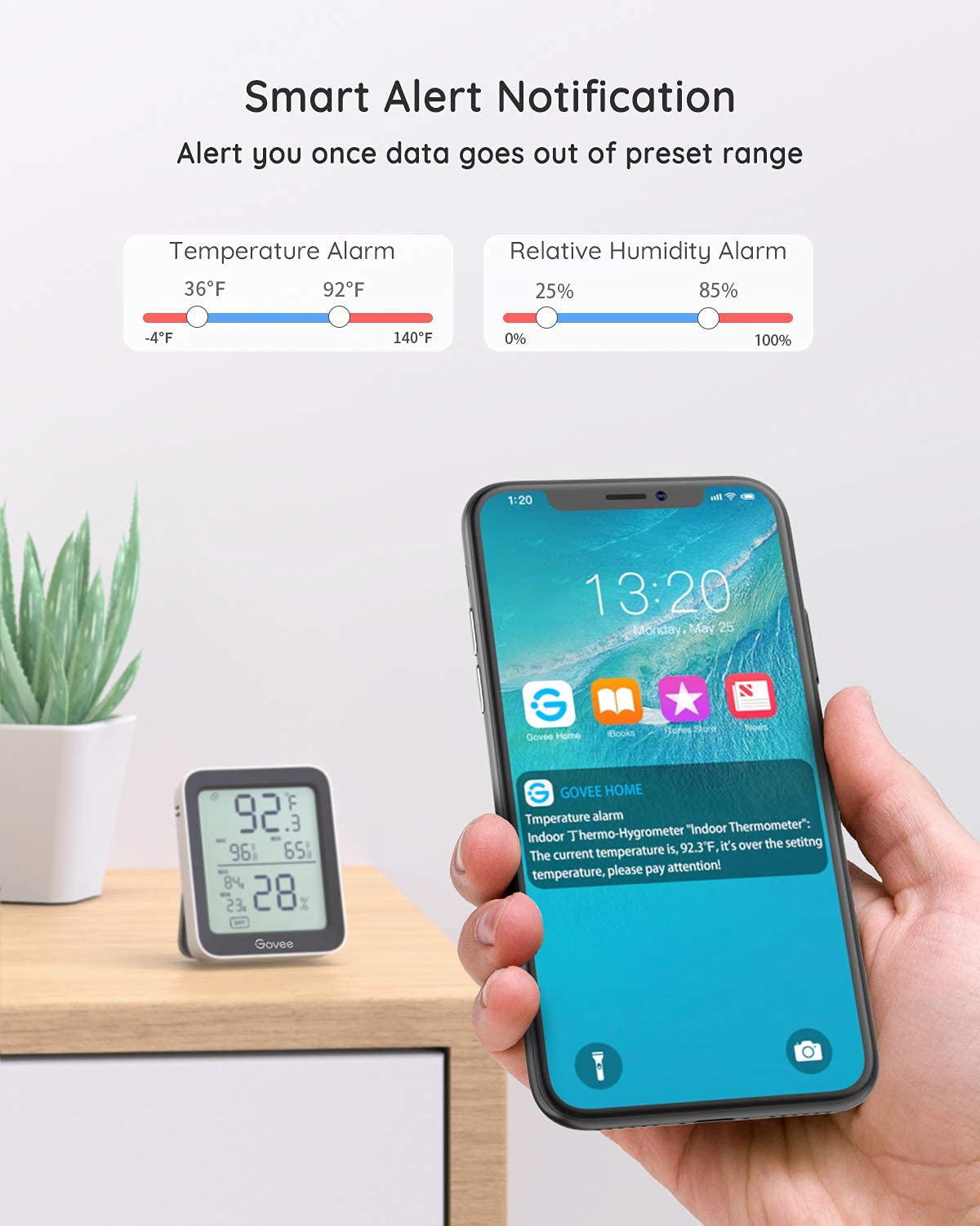 Govee H5075 Bluetooth range up to 196 ft for instant alerts