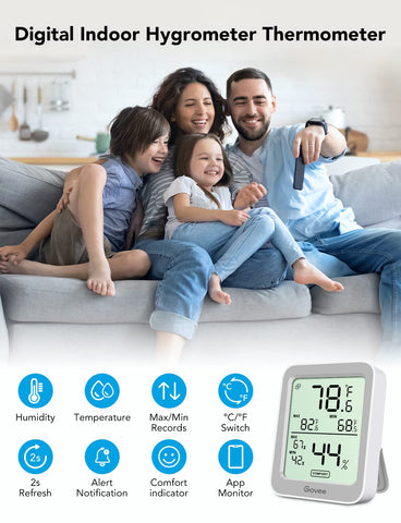 Govee H5075 large LCD display provides clear readings for easy monitoring.