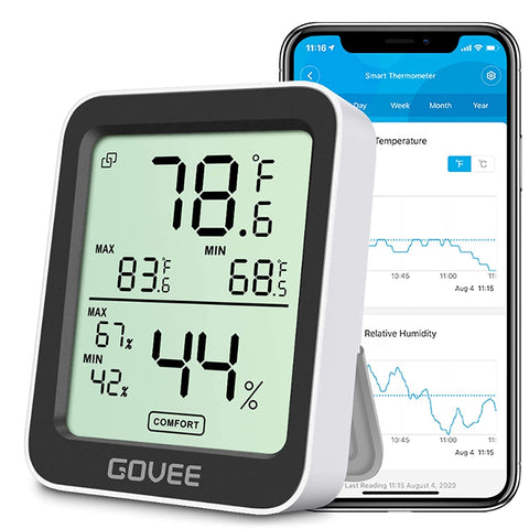 Govee H5075 front digital display shows room conditions at a glance for quick checks