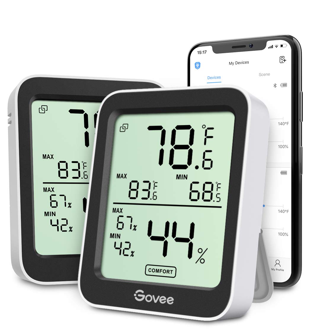Govee H5075 hygrometer with large LCD screen for quick room monitoring