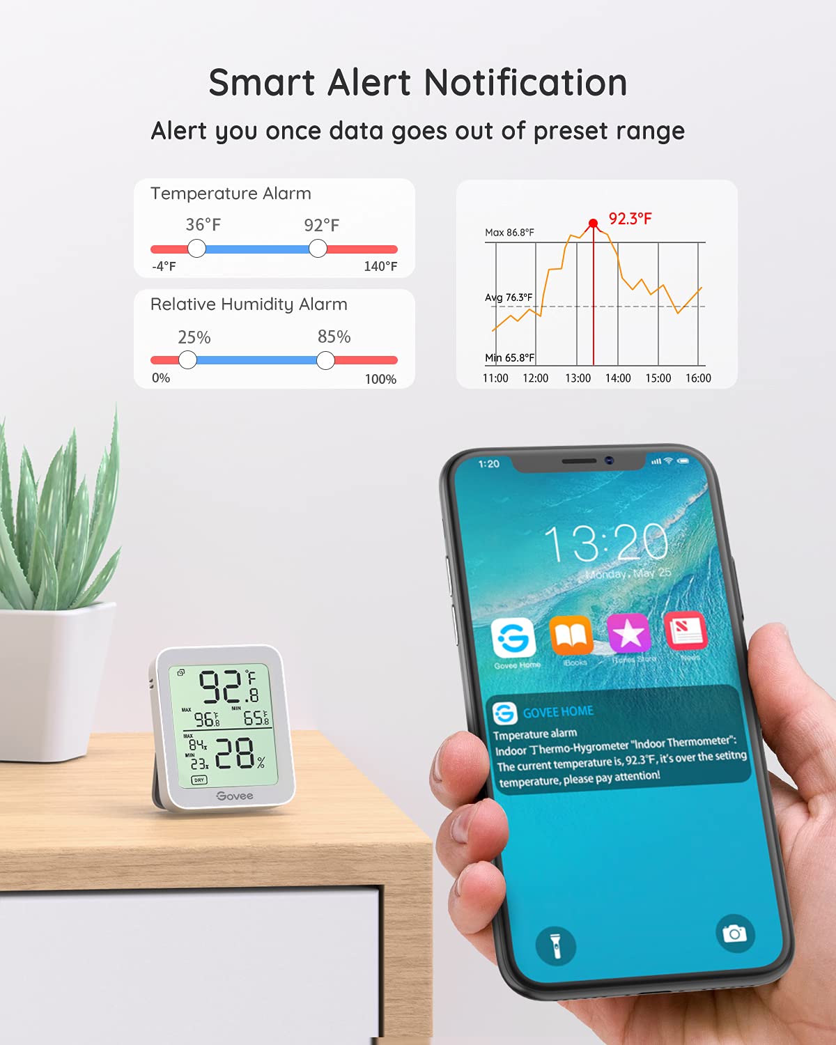 Govee alert notification shown during wine cellar monitoring