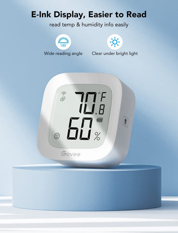 Govee H5103 e-ink display detail shows current readings