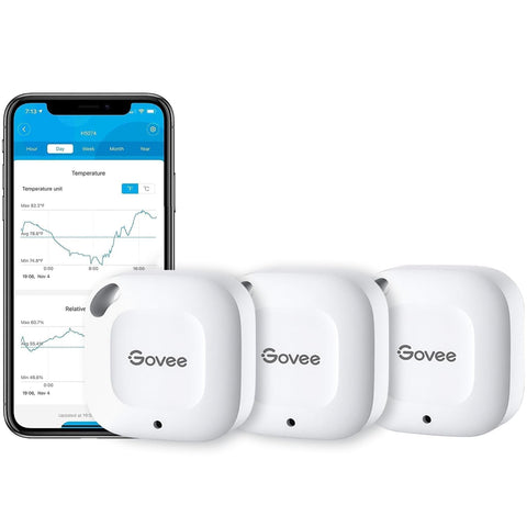 Govee hygrometer thermometer 3-pack main image shows compact, portable design.