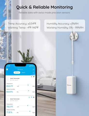 Swiss-made sensors deliver precise temperature and humidity readings.