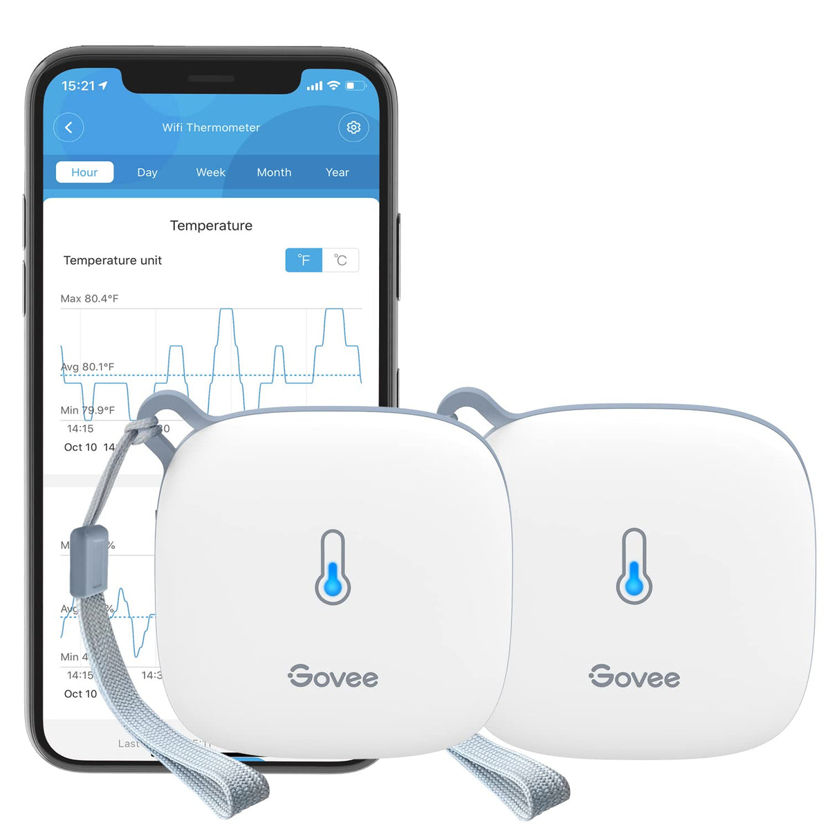 Govee H5179 front view sensor for remote room temperature and humidity monitoring