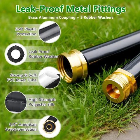 GOXAWEE 50ft hose resists kinks, maintaining steady water flow across your lawn