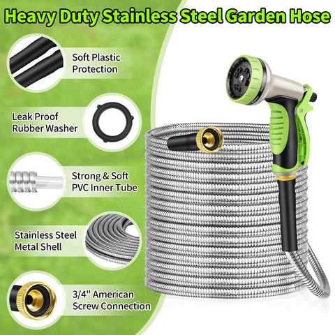 GOXAWEE hose shows kink-free flexibility for easy watering around beds and patios.