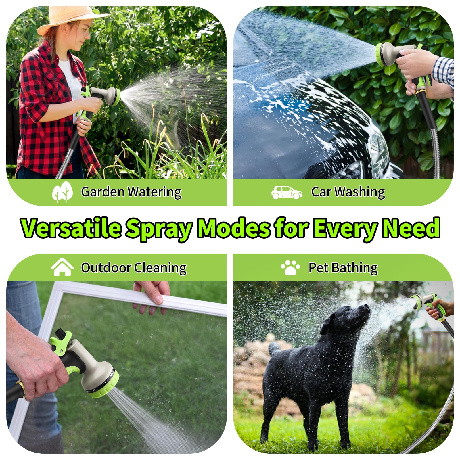 GOXAWEE rust-proof exterior keeps the hose looking new in sun and rain
