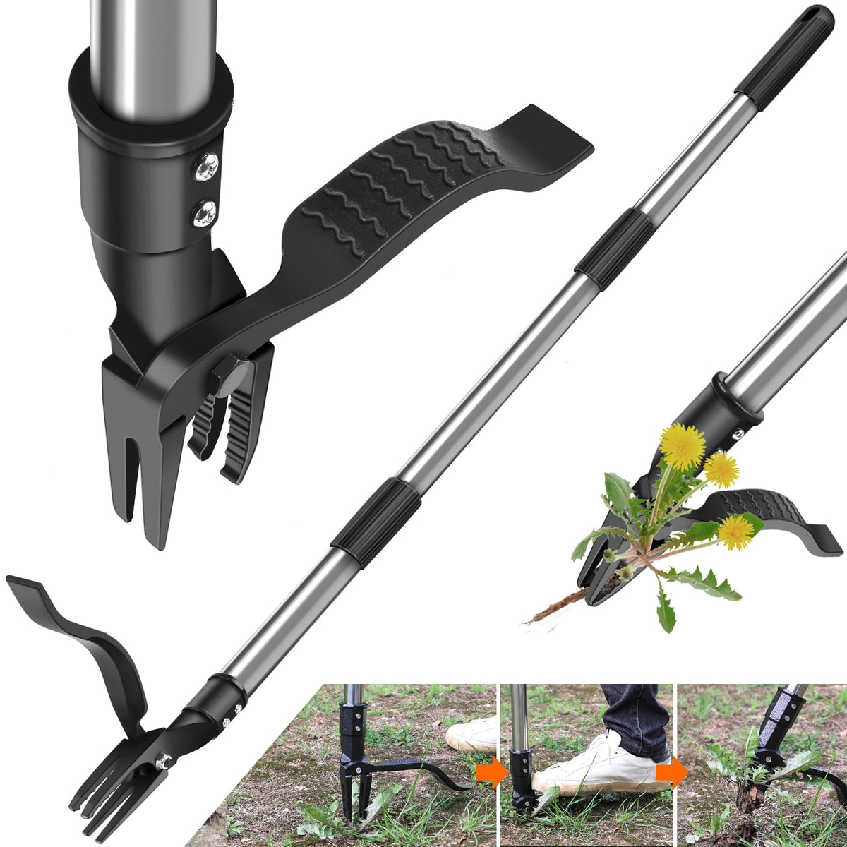 GOXAWEE weed puller with 4-claw design for deep weed removal