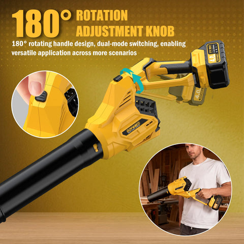 GoYwato cordless leaf blower features a brushless motor for smooth power.