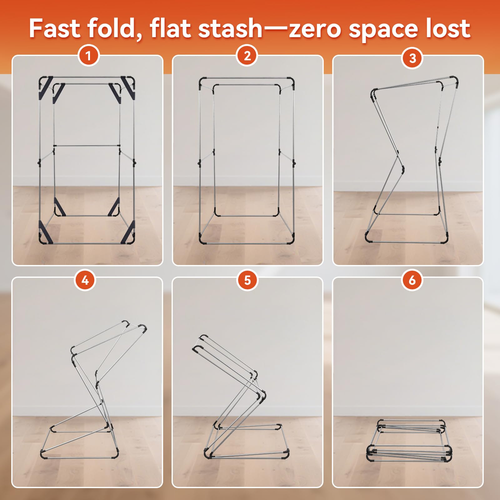 Gozuna folding assembly shows tool-free setup in minutes for easy storage.