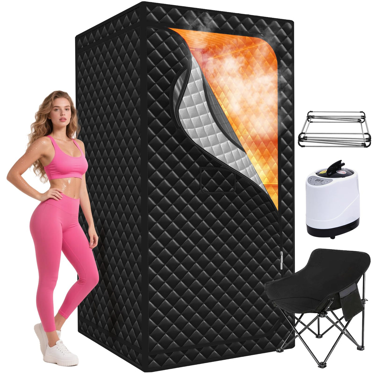 Gozuna portable sauna interior space offers room for full-body comfort.