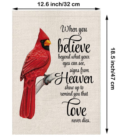 GPGHE Cardinal garden flag features 12.5x18 inch size for versatile mounting.