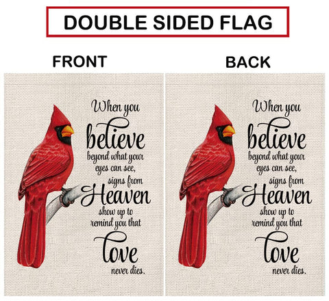 GPGHE Cardinal garden flag is printed on both sides for visibility.