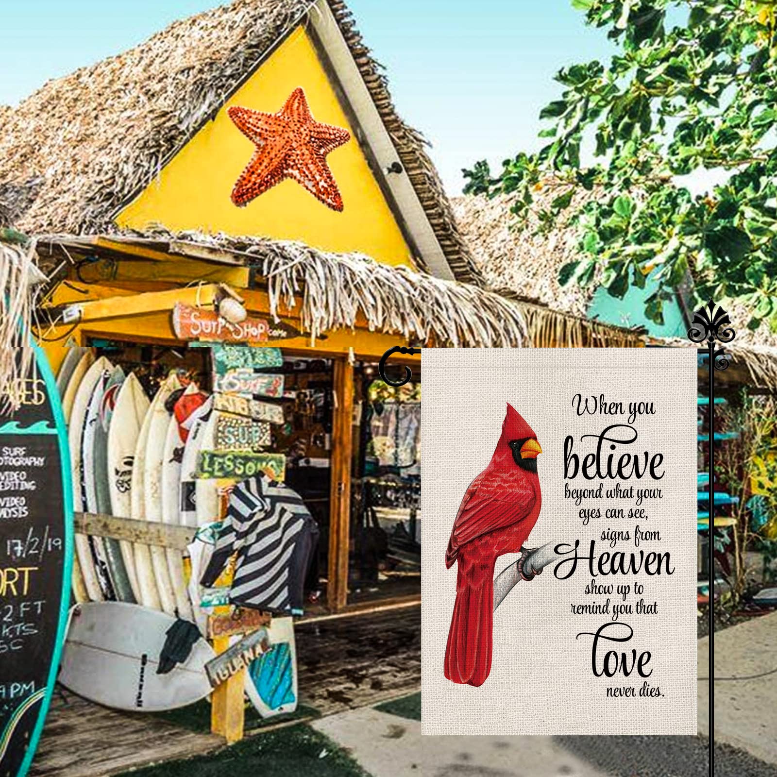 GPGHE Cardinal flag enhances curb appeal for porches, patios, and front yards.