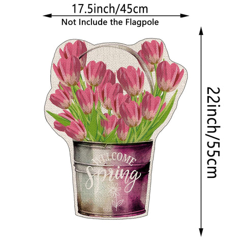 GPGHE Double-sided tulip flag shows vibrant print on both sides for versatile porch use.