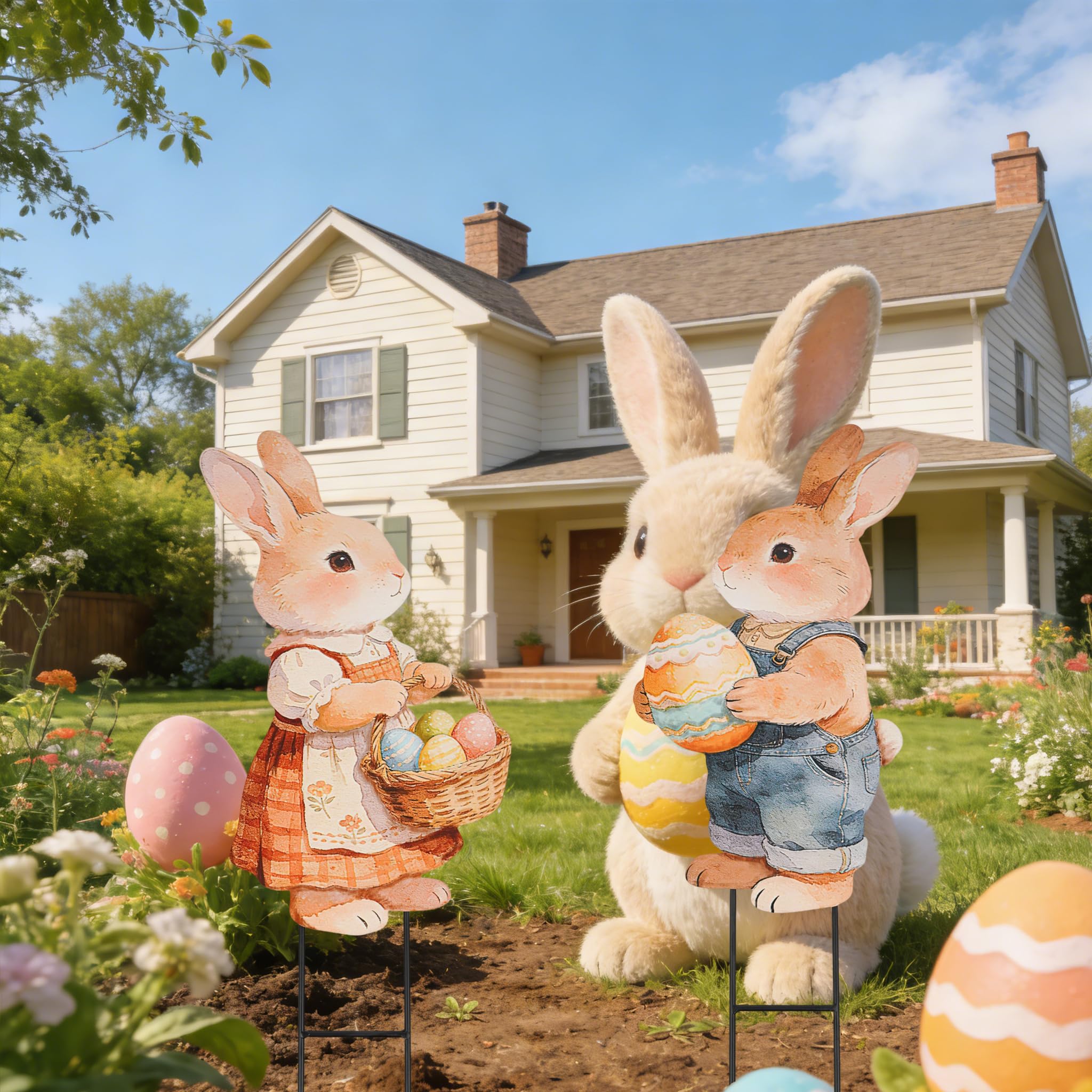 GPGHE Easter durable metal material withstands outdoor weather.