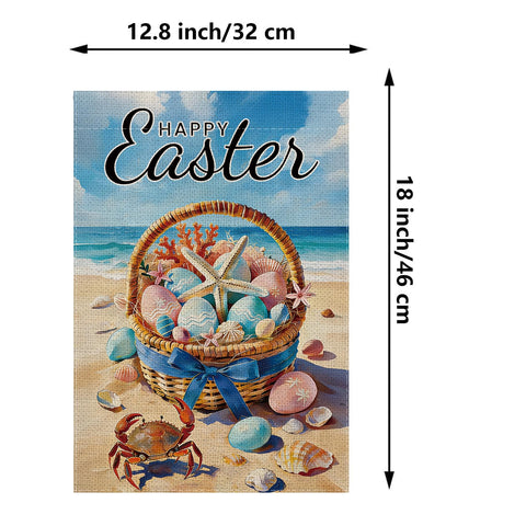 GPGHE Easter eggs burlap flag double-sided ideal for front yard decor