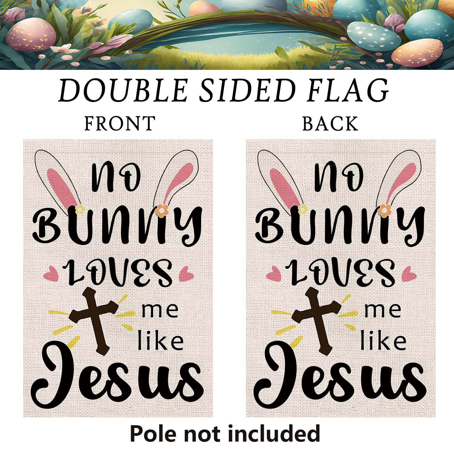 GPGHE Easter flag burlap texture close-up highlights rustic charm for porch décor.