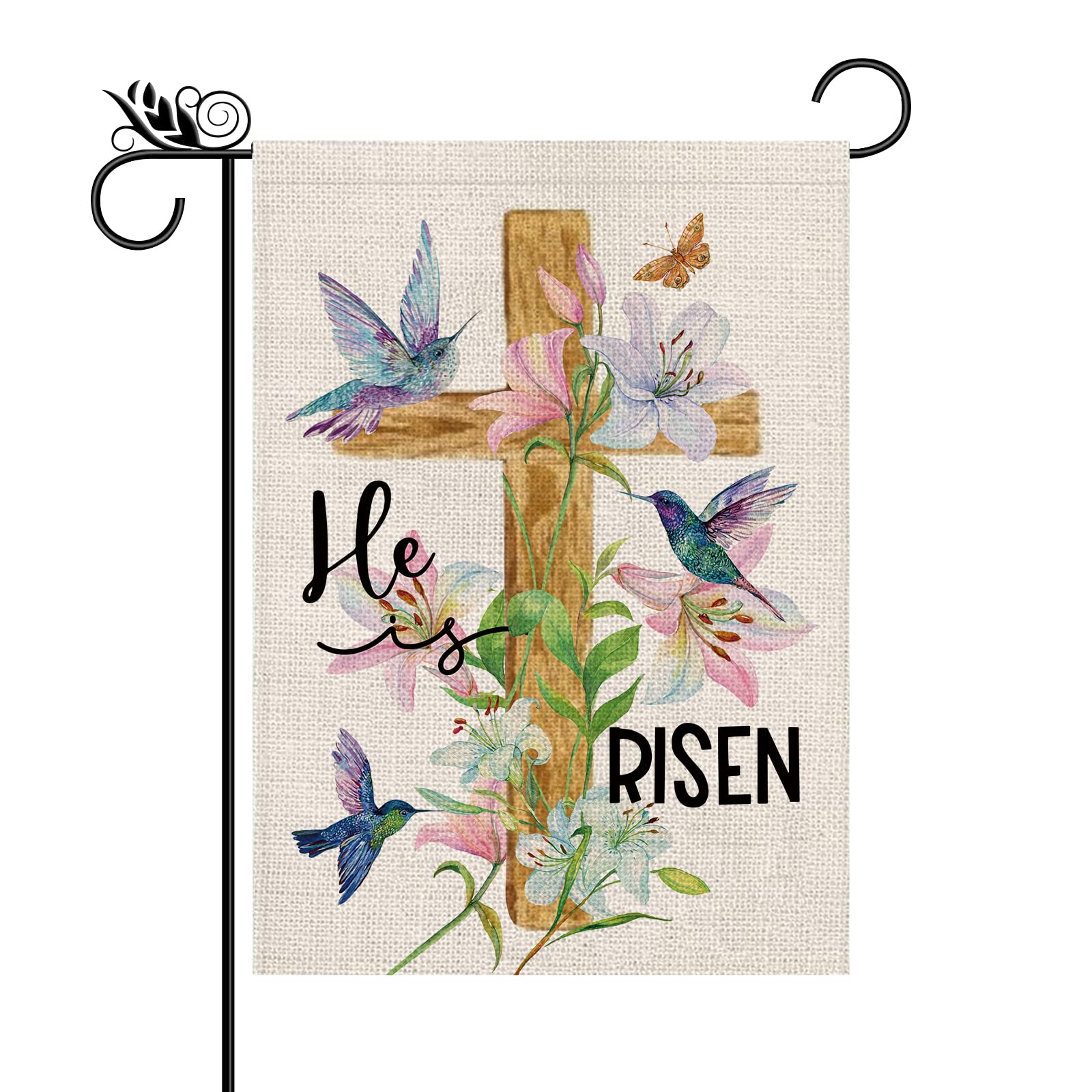 GPGHE Easter flag with cross design, double-sided for clear outdoor display.