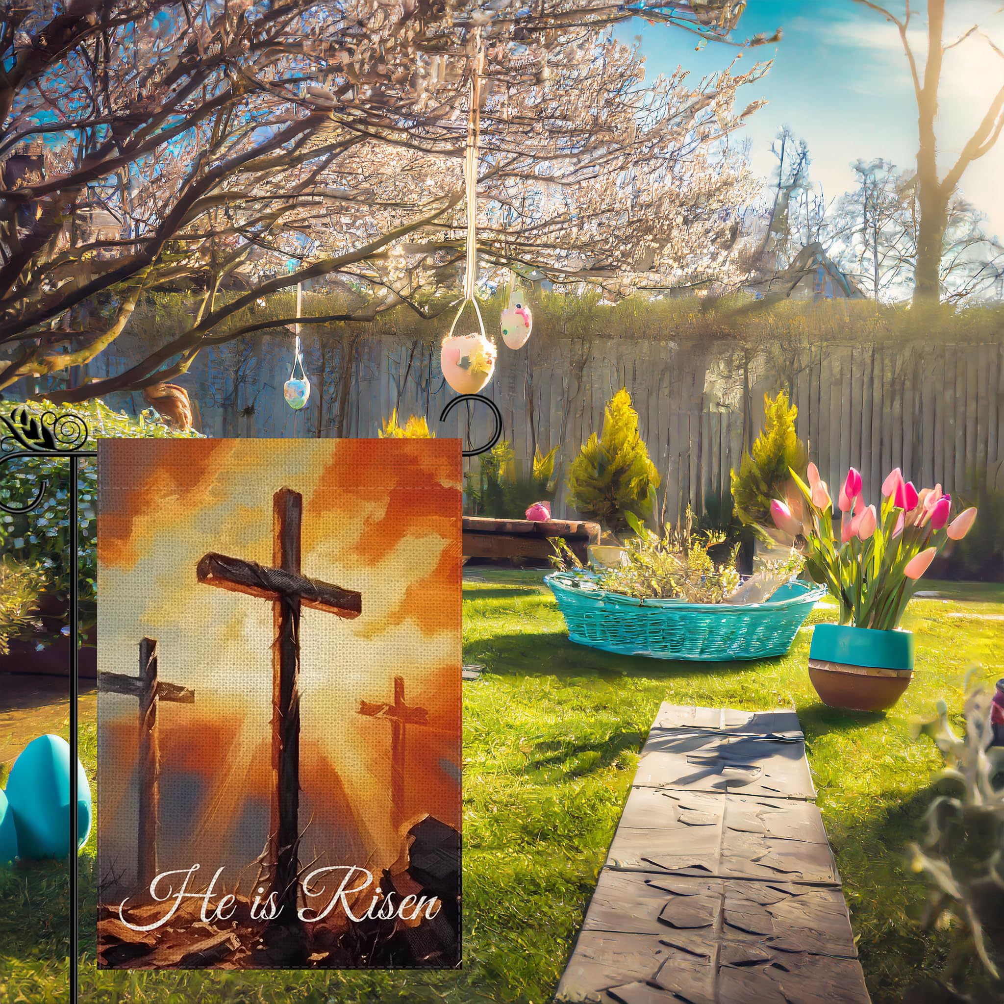 GPGHE Easter flag front door decor for seasonal curb appeal