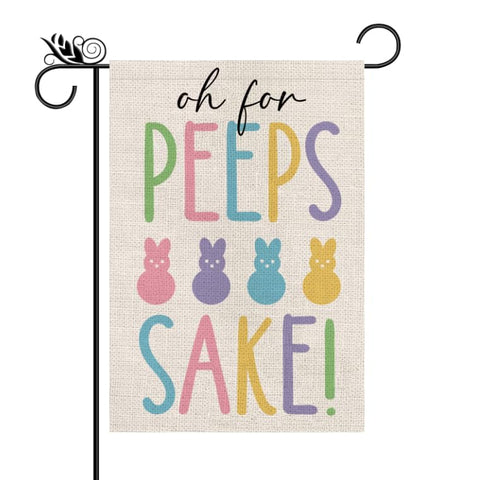 GPGHE Easter garden flag bunny burlap front view adds seasonal charm to outdoor spaces.
