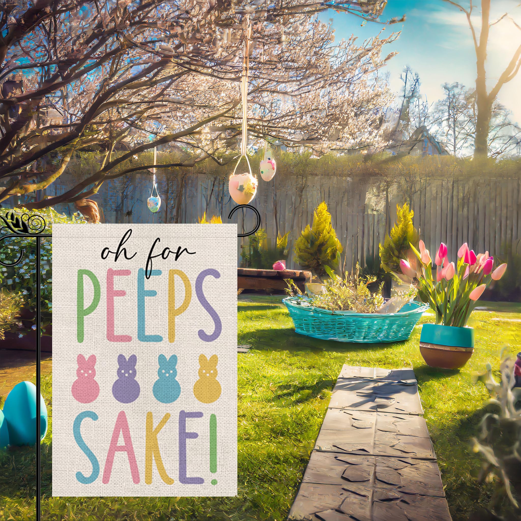 GPGHE Easter flag enhances porches and entryways with festive charm.