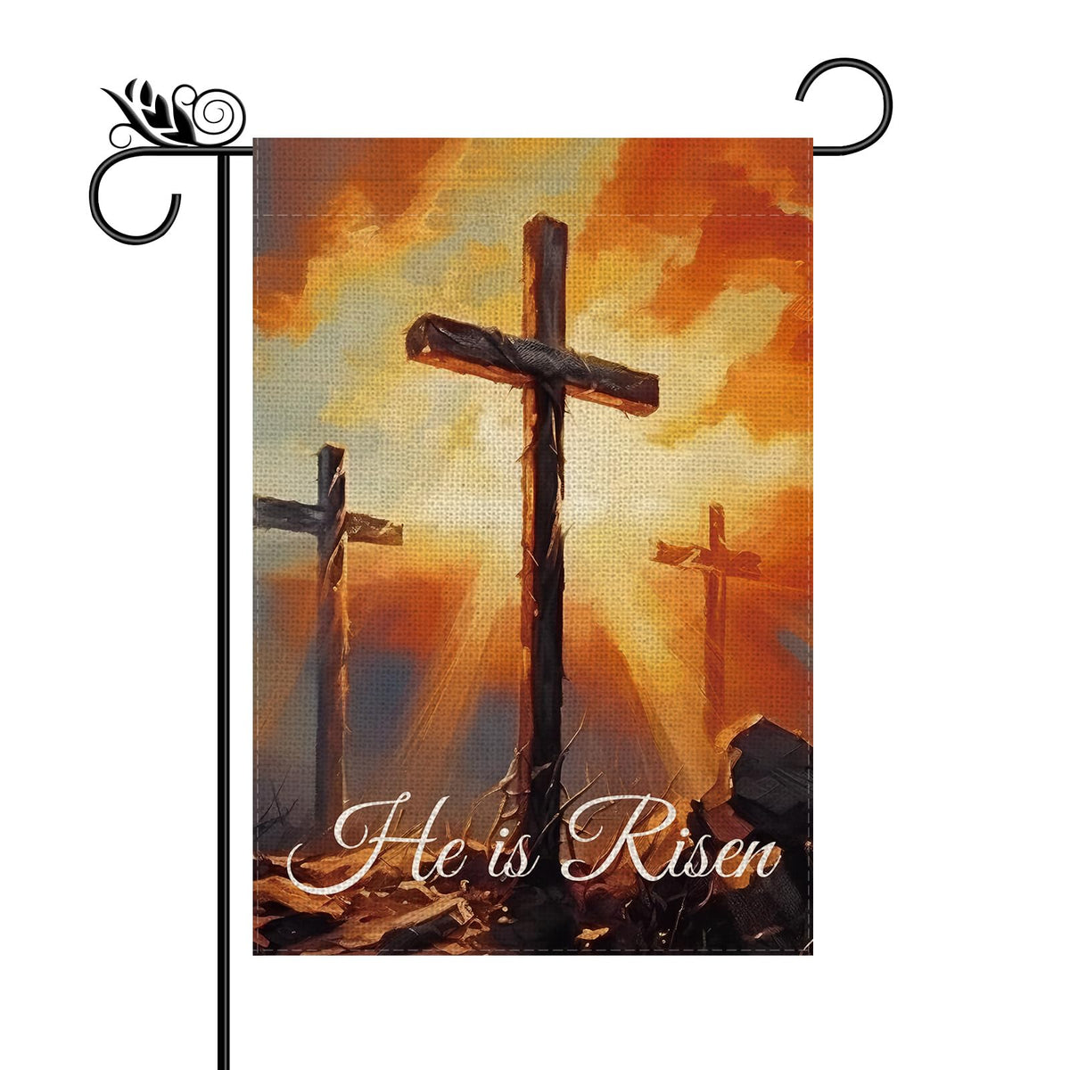 GPGHE Easter garden flag He Is Risen, double-sided outdoors-ready for yard display