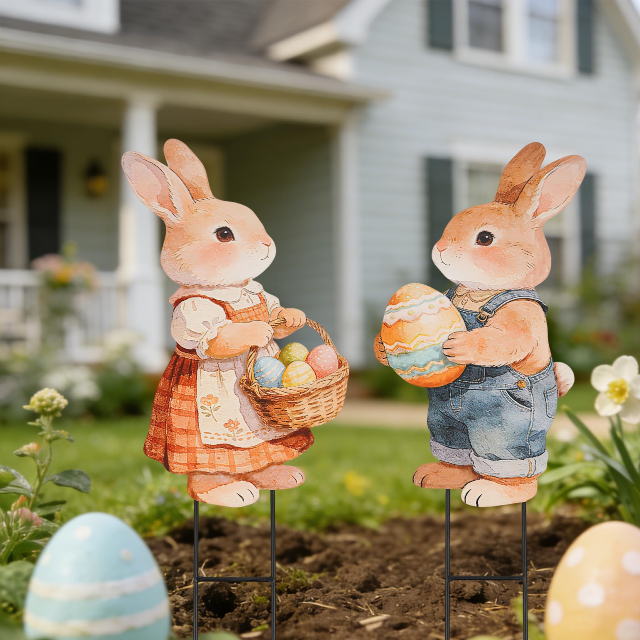 GPGHE Easter outdoor yard decor in garden setting enhances curb appeal.