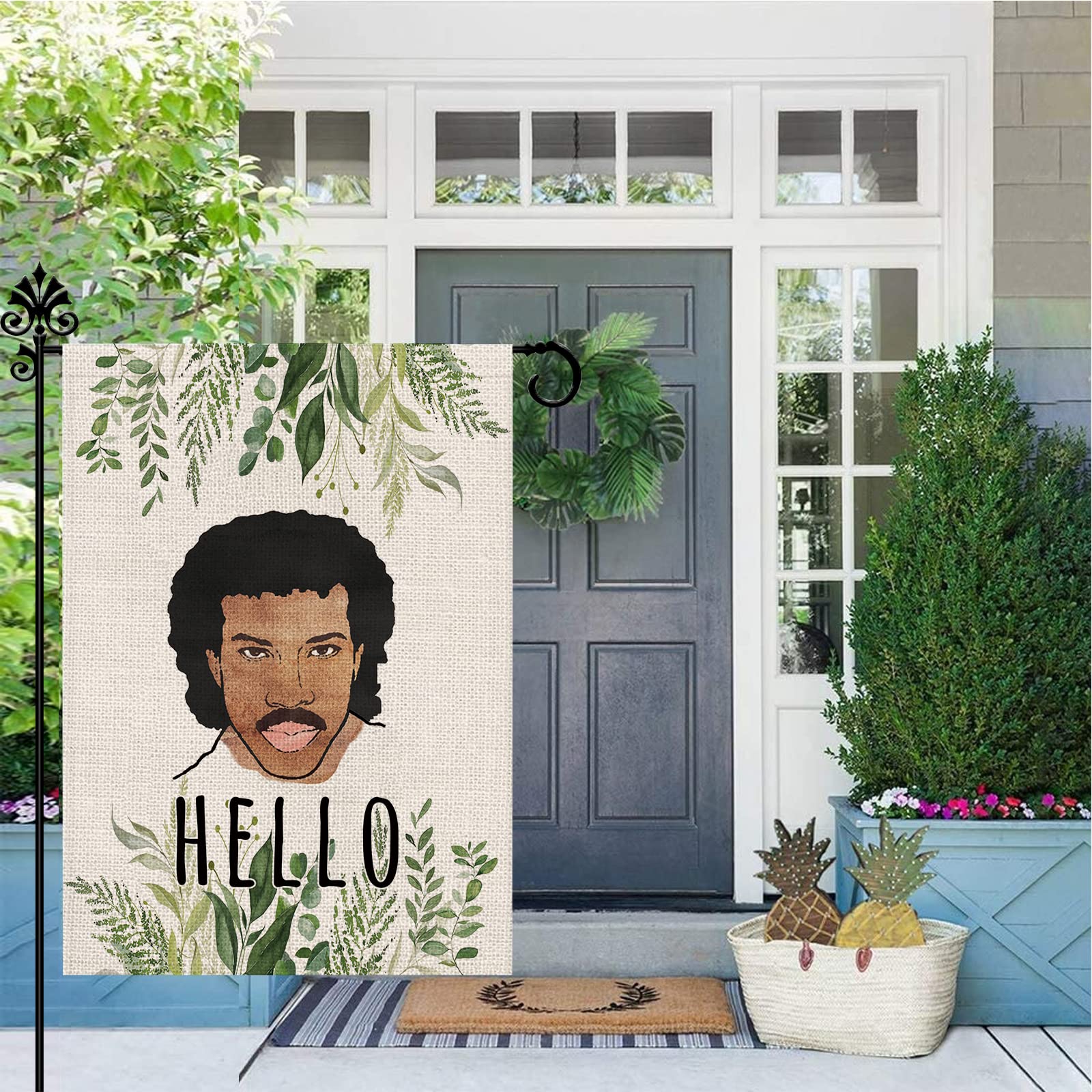 GPGHE Hello Funny Garden Flag packaged as a single flag for easy gifting