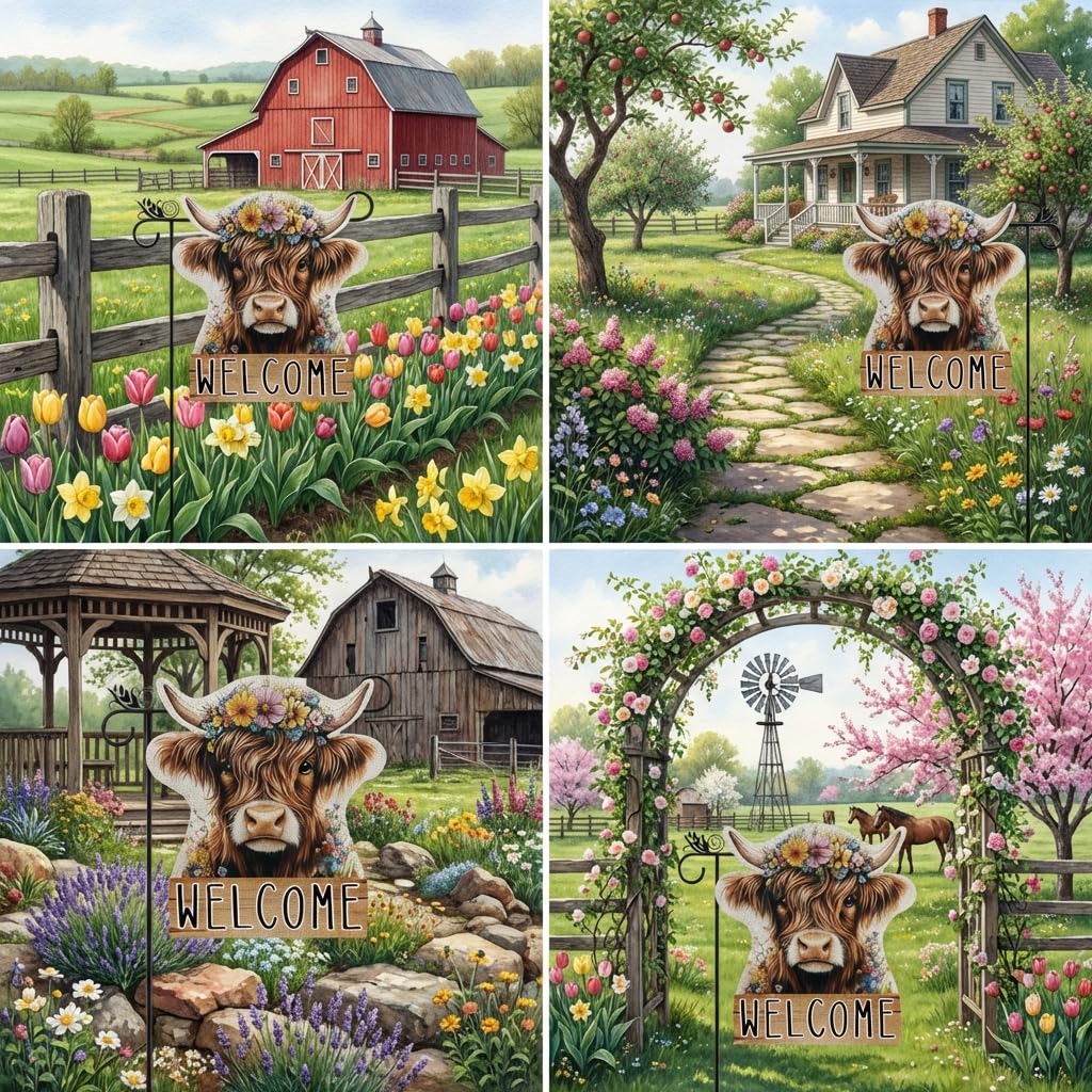 GPGHE Highland Cow yard decor adds curb appeal to porch, garden, or front door.