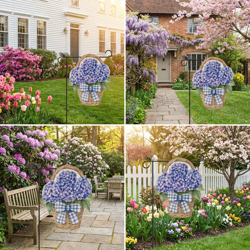 GPGHE Hydrangea flag close-up stitching supports durable outdoor use